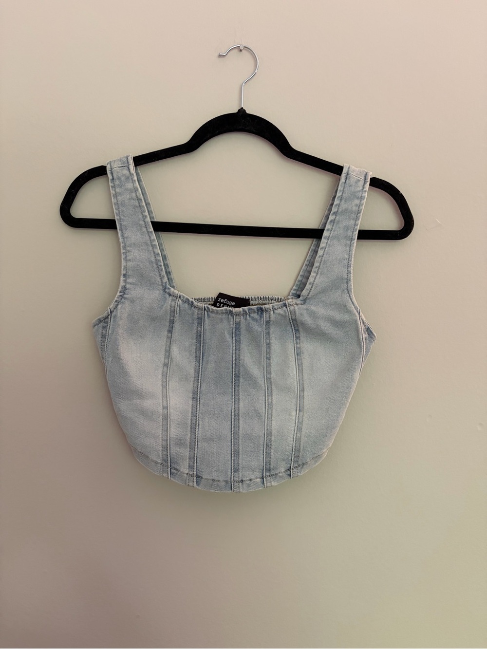 Refuge Denim Women’s Light Blue Corset Crop Top